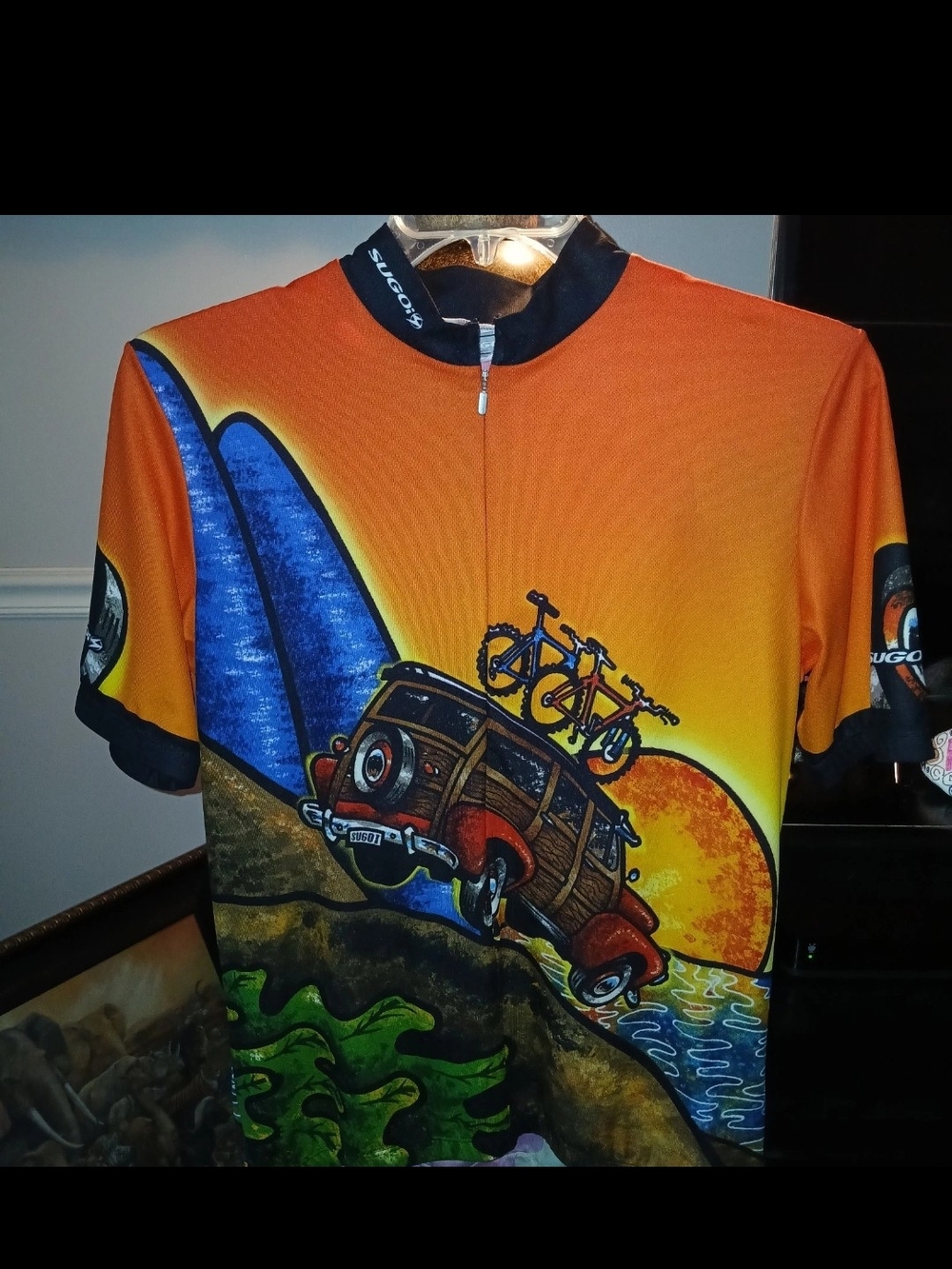 SUGOI Orange Gradient Surf Wagon Cycling Jersey Sz XL/TG
